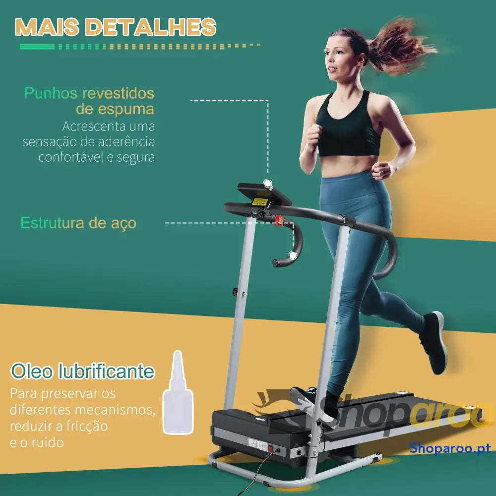 Passadeira Elétrica Dobrável com Velocidade 1 10km/h Ecrã LCD e Carga Máxima 110kg para Casa Escritório 120,5x60x116 cm