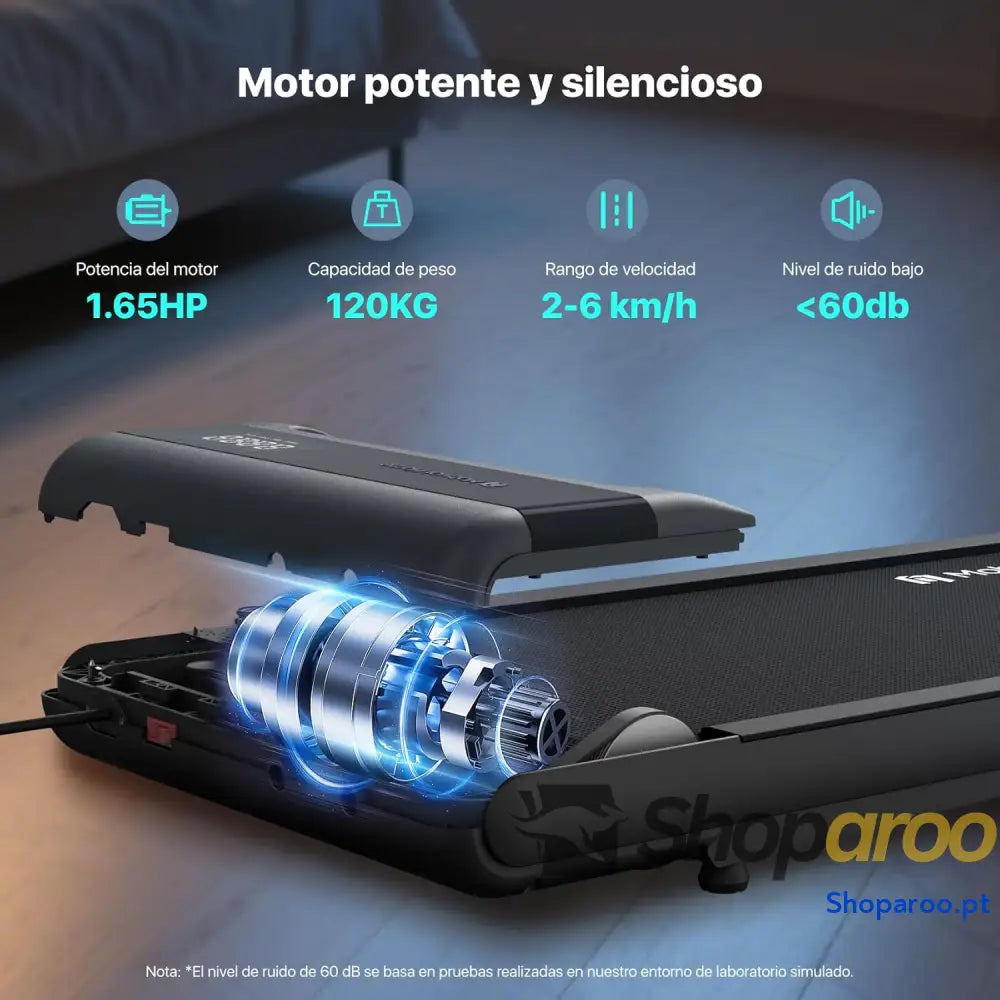 Passadeira para caminhar Portátil e compacta casa/escritório com controlo remoto suporta 120 kg velocidade ajustável 2