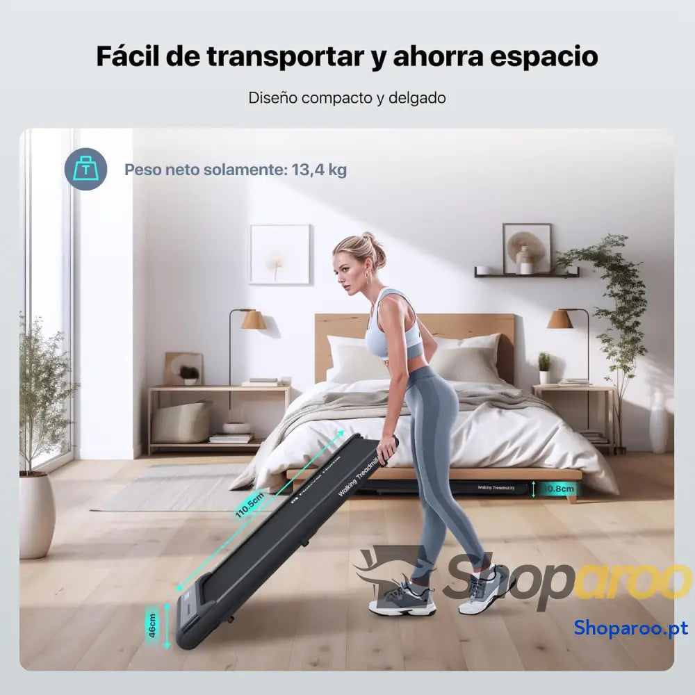 Passadeira para caminhar Portátil e compacta casa/escritório com controlo remoto suporta 120 kg velocidade ajustável 2