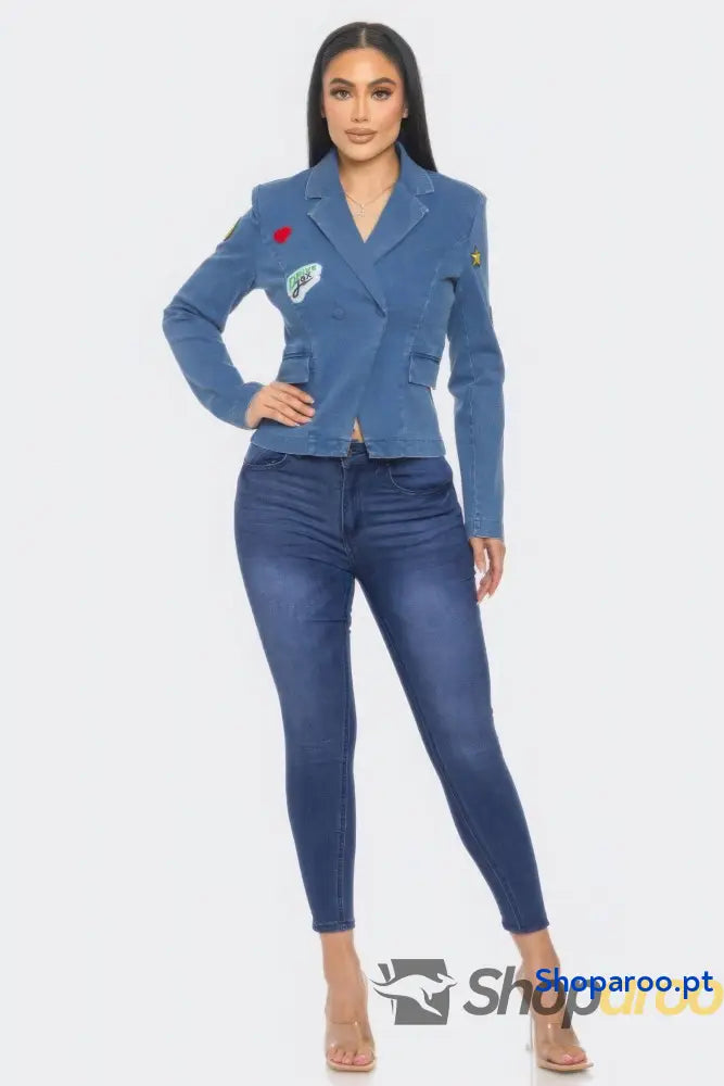 Patch It Up Denim Blazer Jacket