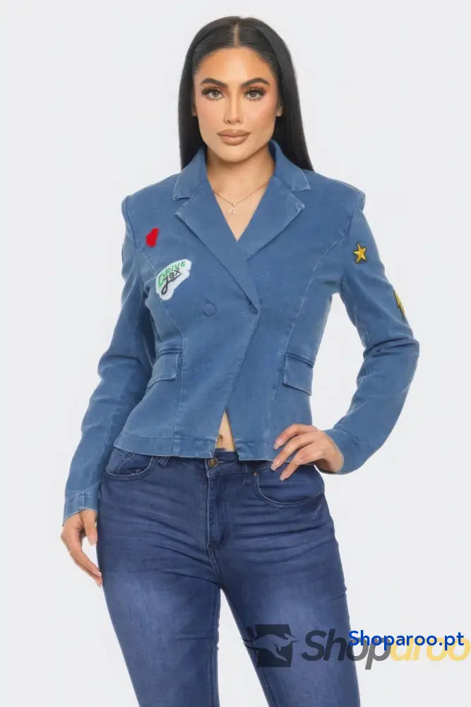 Patch It Up Denim Blazer Jacket