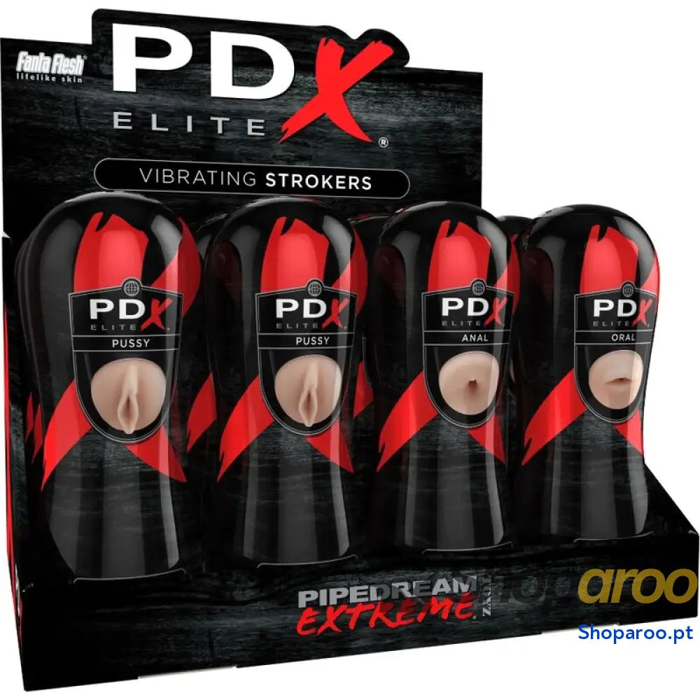 PDX ELITE - CONJUNTO STROKER 12 UNIDADES: 6X VAGINA, 3X ANO, 3X BOCA