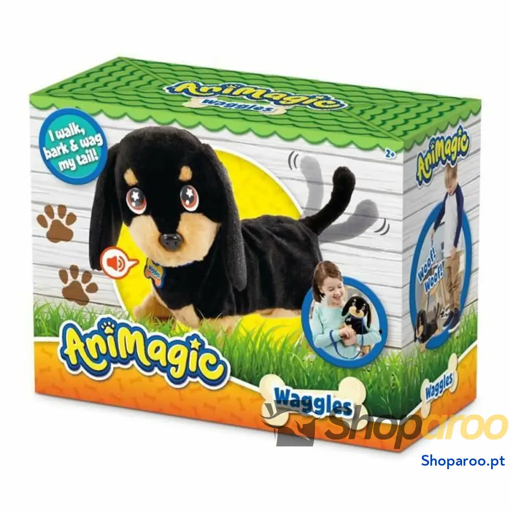 Peluche Animagic Waggles on the go com som Castanho