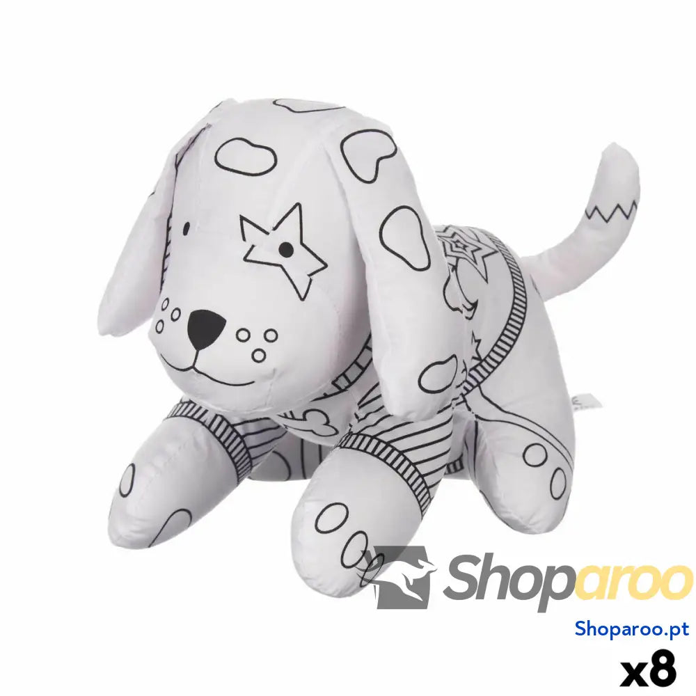 Peluche para colorir Pincello ST341 Branco Preto Tecido 13 x 14 x 20 cm Cão (8 Unidades)