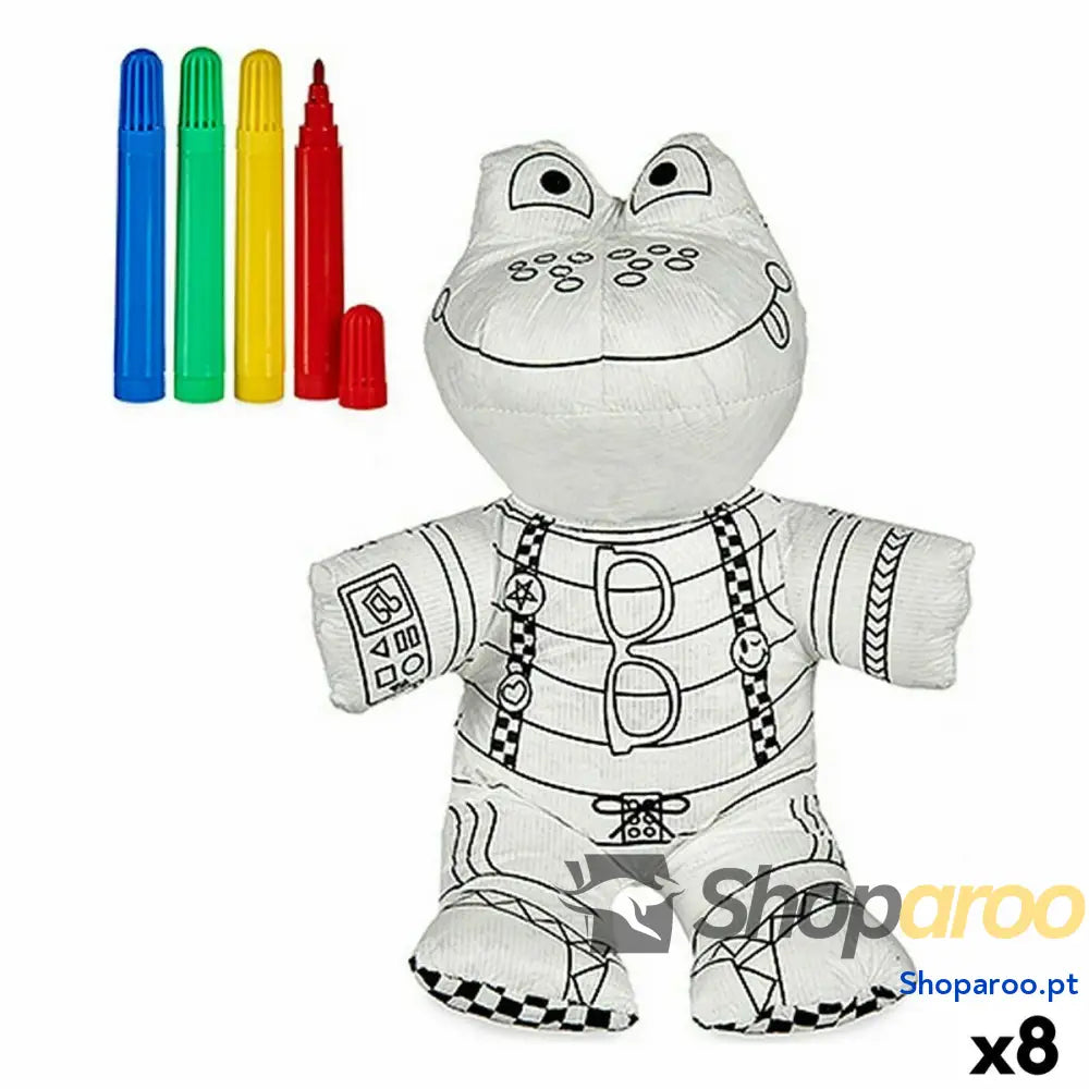 Peluche para colorir Pincello ST342 Branco Preto 18 x 10 x 24 cm Rã (8 Unidades)