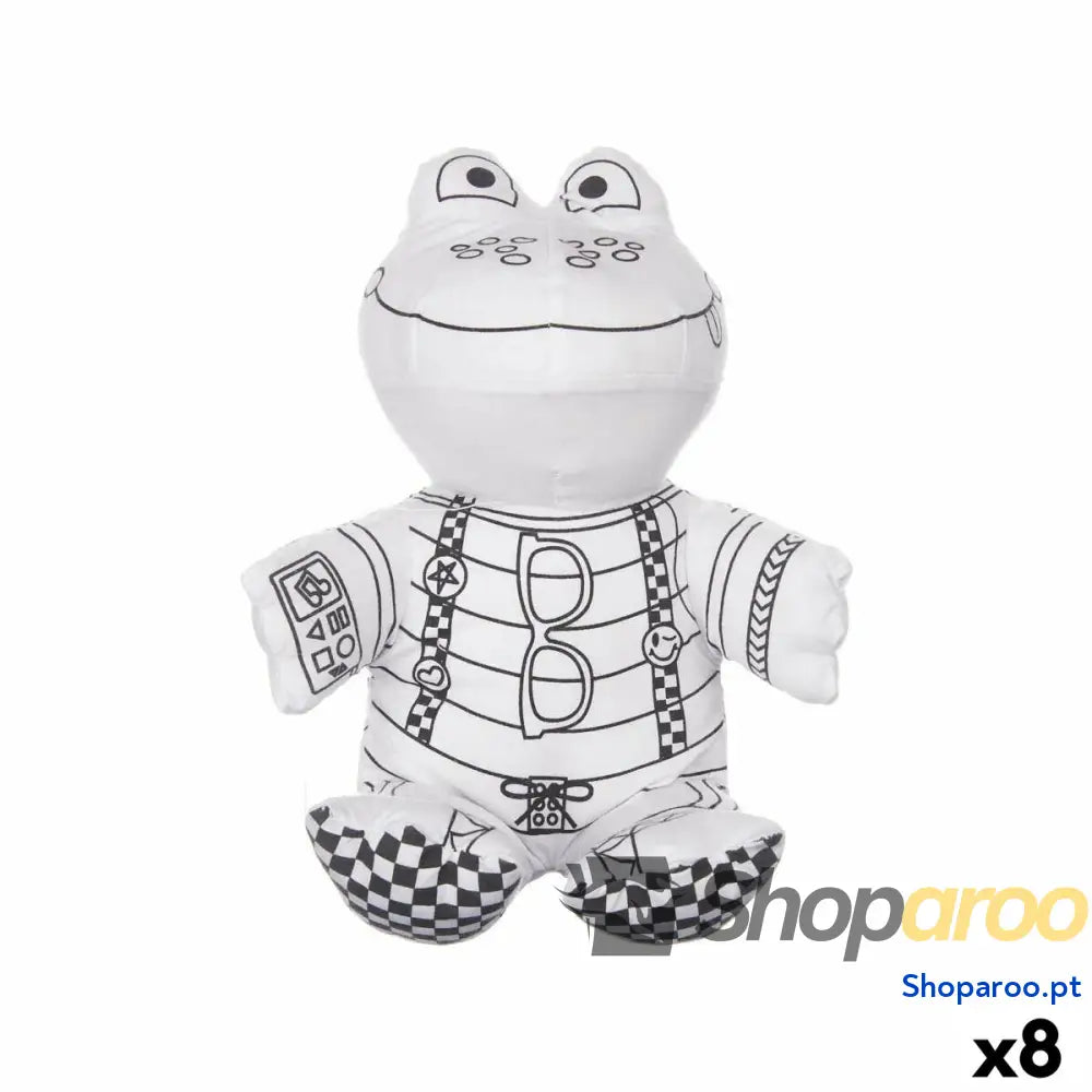 Peluche para colorir Pincello ST342 Branco Preto Tecido 16 x 18 x 13 cm Rã (8 Unidades)
