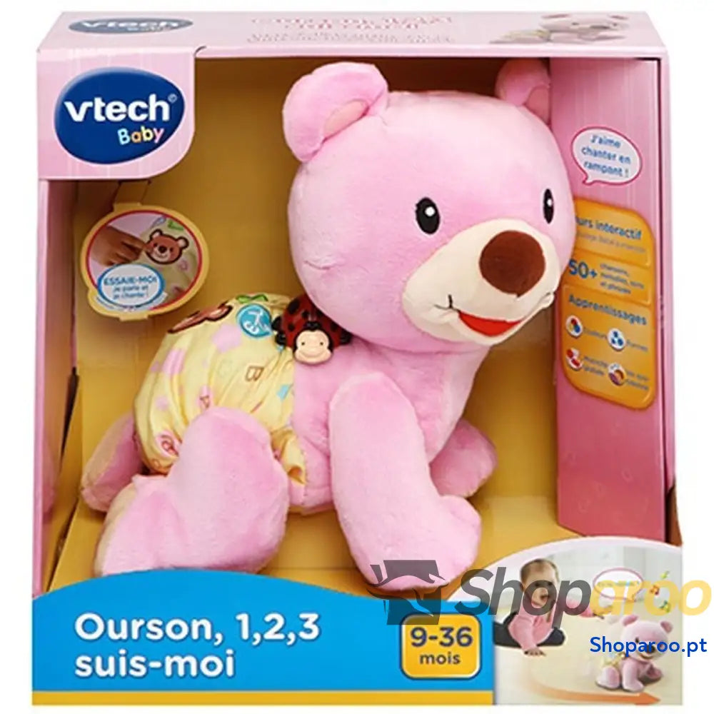 Peluche Vtech Baby Bear 1,2,3 Follow Me Musical Cor de Rosa