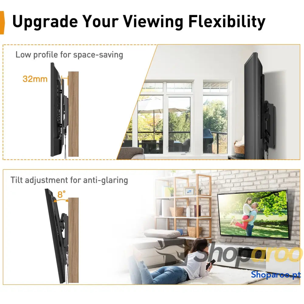 Perlegear Suporte de parede para TV 26 a 65 polegadas inclinável com carga 45 kg VESA máx. 400x400 mm