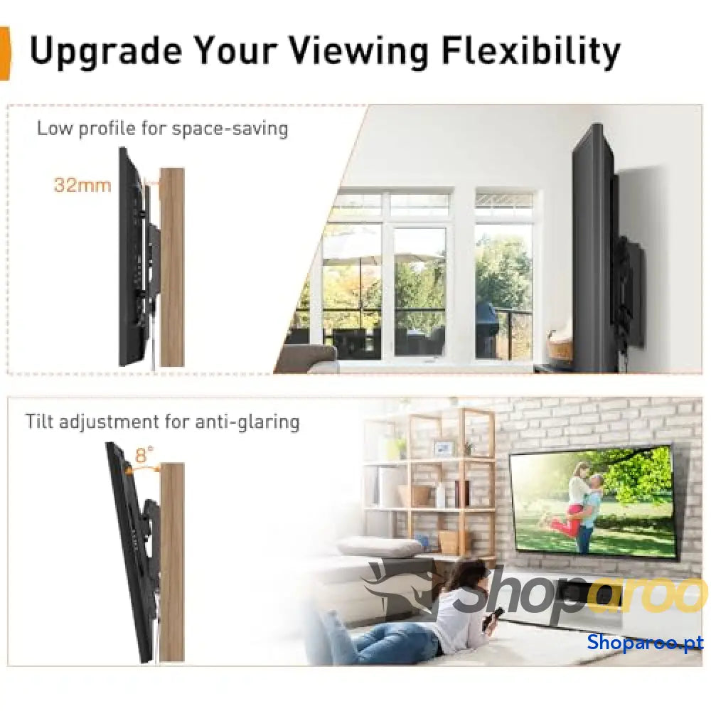 Perlegear Suporte de parede para TV 26 a 65 polegadas inclinável com carga 45 kg VESA máx. 400x400 mm