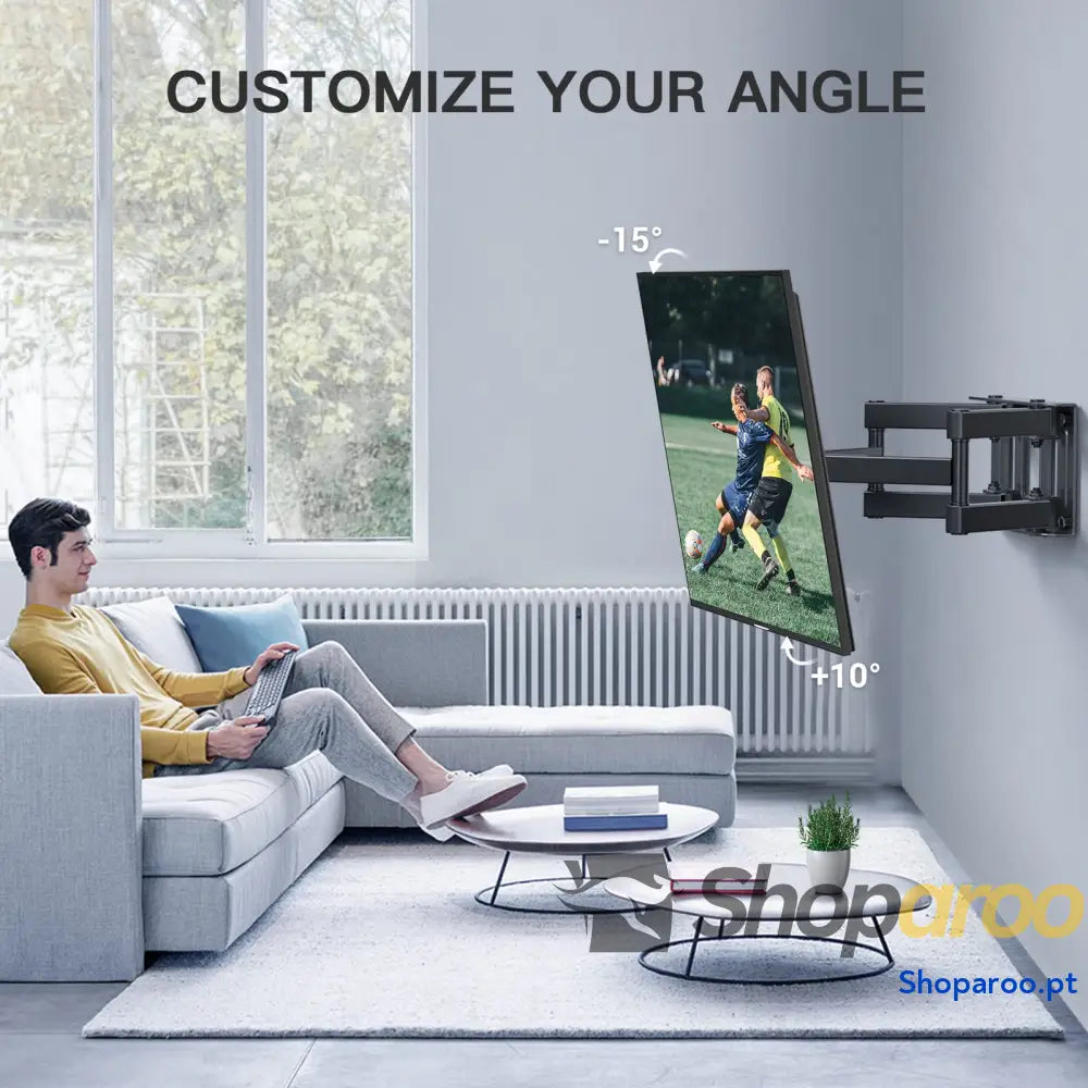 PERLESMITH Suporte de TV parede articulado inclinável e giratório – para telas 26 a 70 polegadas MAX VESA 400x400 mm