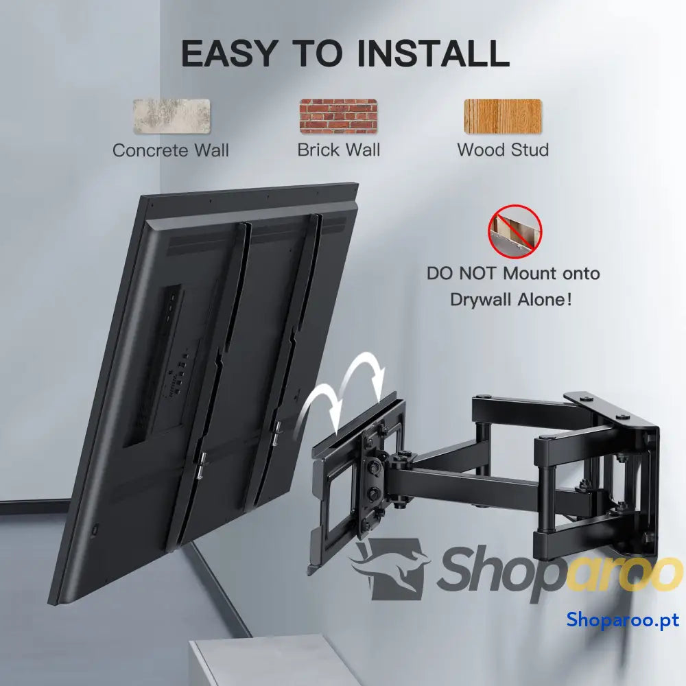 PERLESMITH Suporte de TV parede articulado inclinável e giratório – para telas 26 a 70 polegadas MAX VESA 400x400 mm