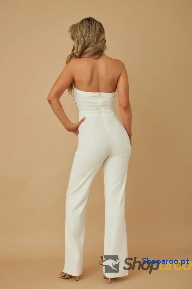 Petal Layer Flap With Rhinestones Jumpsuit