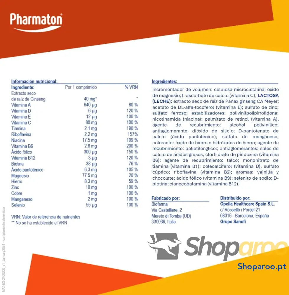 Pharmaton Complex Multivitamínico com Ginseng G115 200 comprimidos revestidos