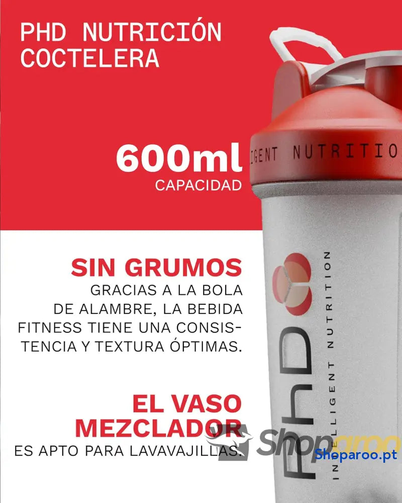 Misturador de Proteínas PhD Nutrition 600ml com Bola Antiderrame