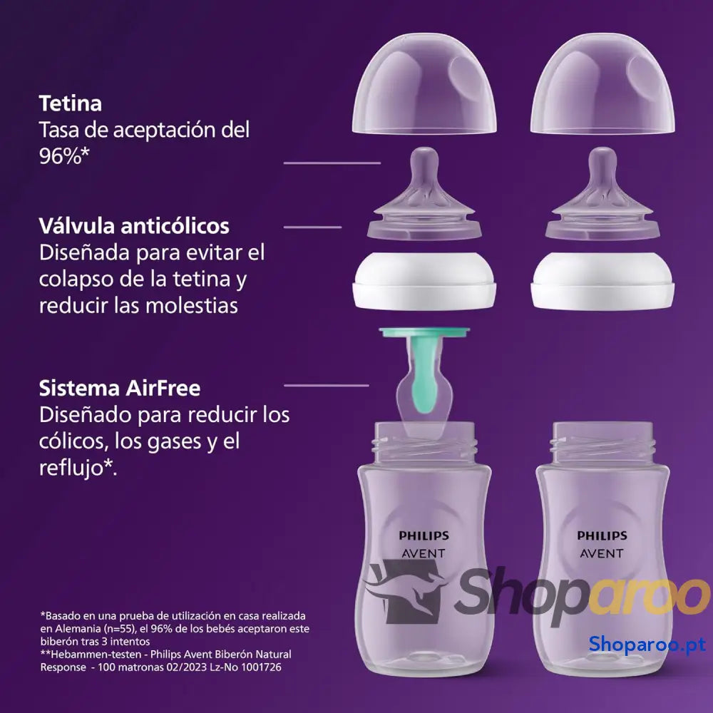 Philips Avent Set de presente para recém nascidos: 4 biberões com sistema AirFree chupeta ultra macia e escova 12 meses