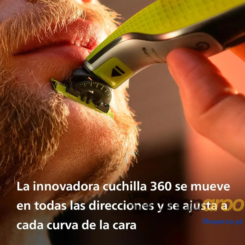 Philips OneBlade 360 Máquina de barbear híbrida barbeador elétrico e máquina 2 lâminas guia pente ajustável 5 em 1