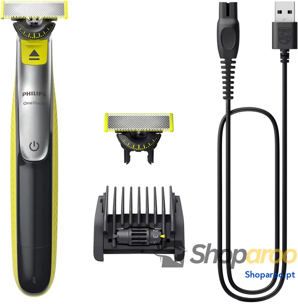 Philips OneBlade 360 Máquina de barbear híbrida barbeador elétrico e máquina 2 lâminas guia pente ajustável 5 em 1