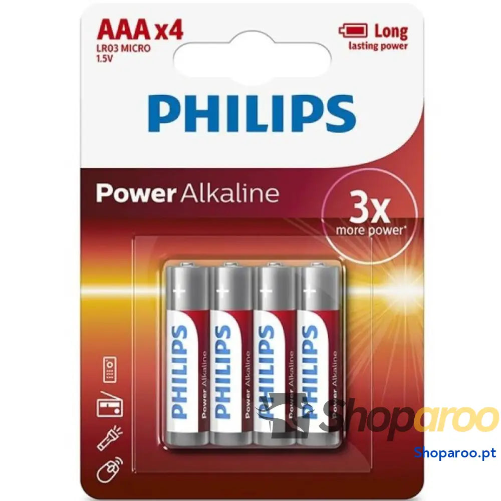 PHILIPS PILHA ALCALINAS AAA LR03 BLISTER*4