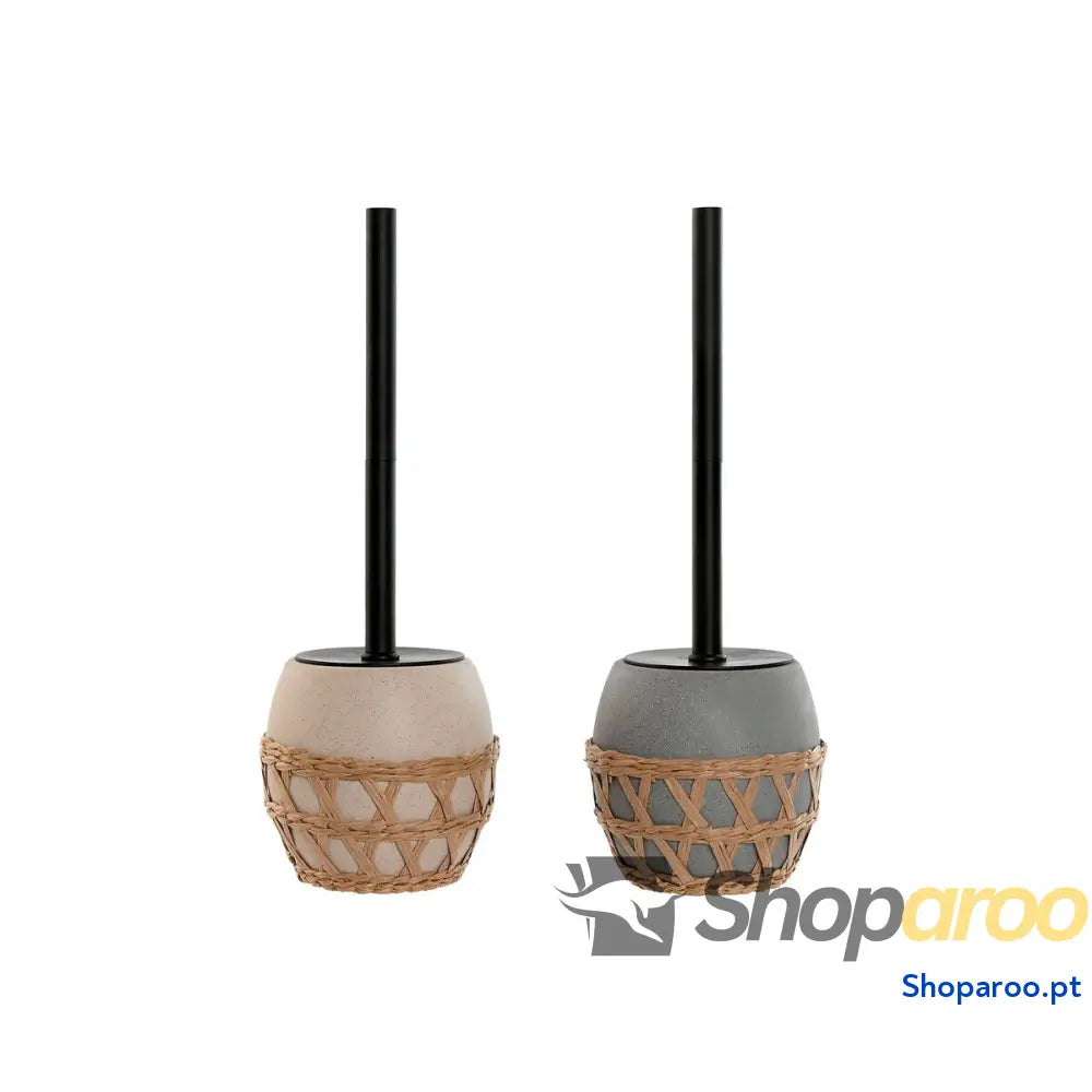 Piaçaba Home ESPRIT Preto Cinzento Creme Fibra Dolomite 11 x 38 cm (2 Unidades)