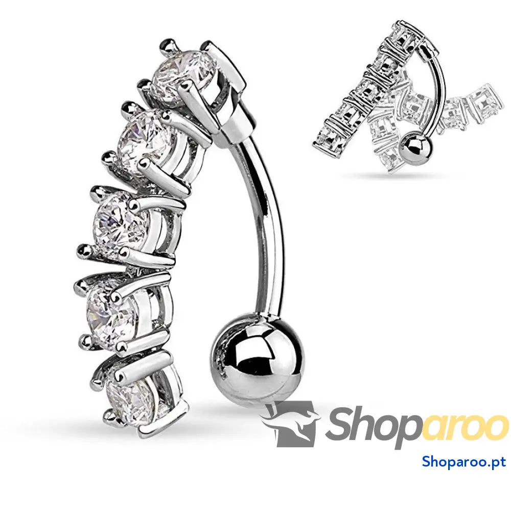 Piercing de barriga deslumbrante com design requintado e pedras preciosas incrustadas em ouro 18K