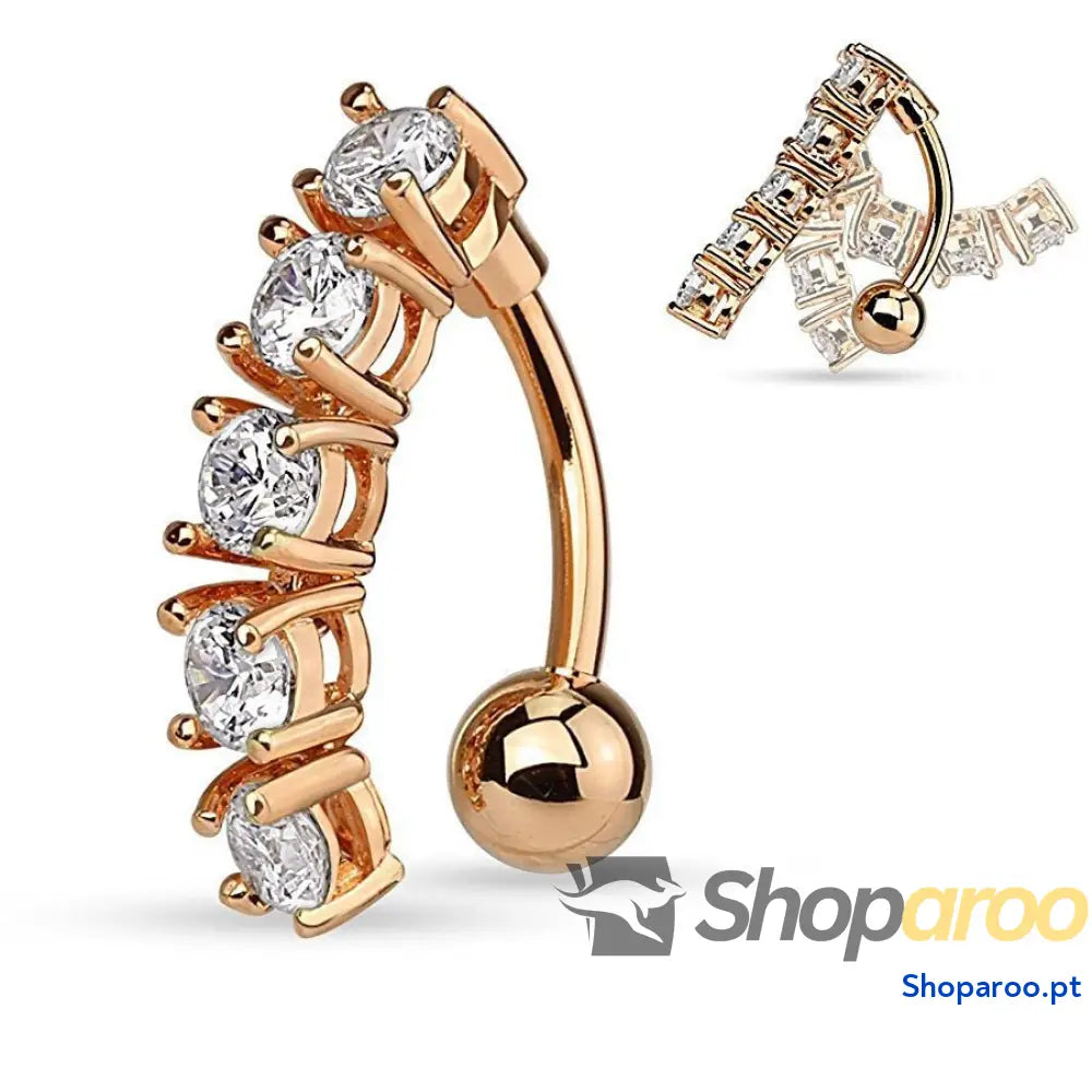 Piercing de barriga deslumbrante com design requintado e pedras preciosas incrustadas em ouro 18K
