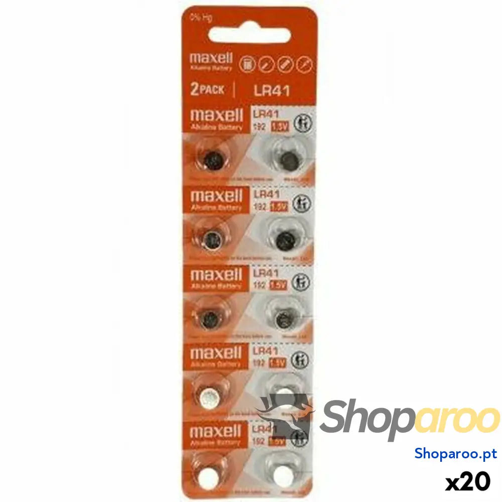 Pilhas Alcalinas Maxell 1,5 V LR41 (20 Unidades)