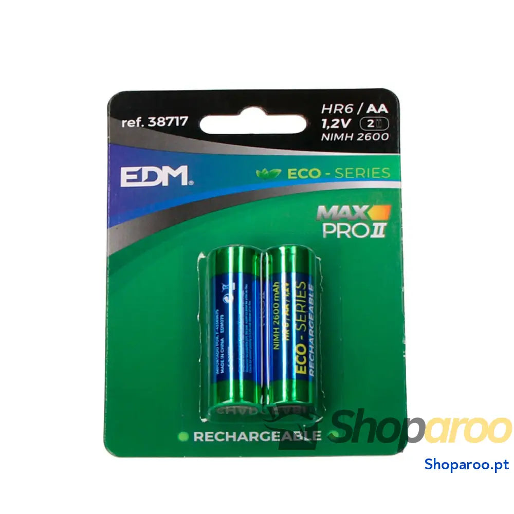 Pilhas Recarregáveis EDM 38717 Max Pro II Eco-Series 2600 mAh 1,2 V 1,2V AA (2 Unidades)