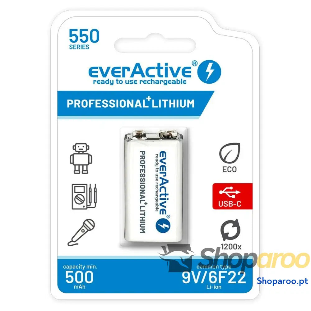 Pilhas Recarregáveis EverActive EVHR22-550C 9 V