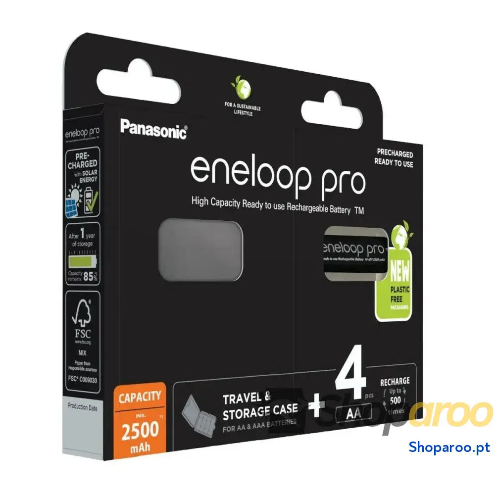 Pilhas Recarregáveis Panasonic BK-3HCDE/4CP+CASE