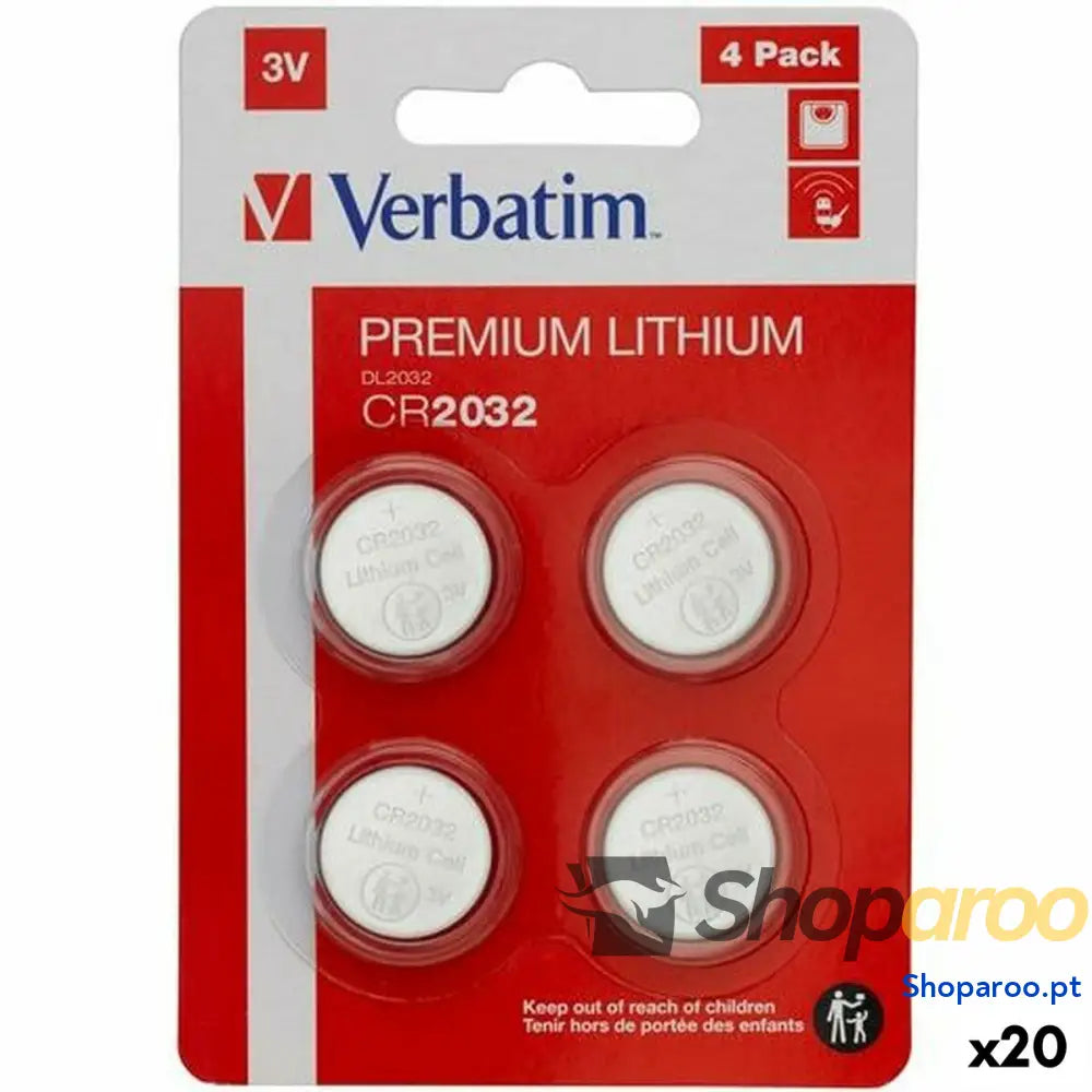 Pilhas Verbatim CR2032  4 Peças 20 Unidades 3V