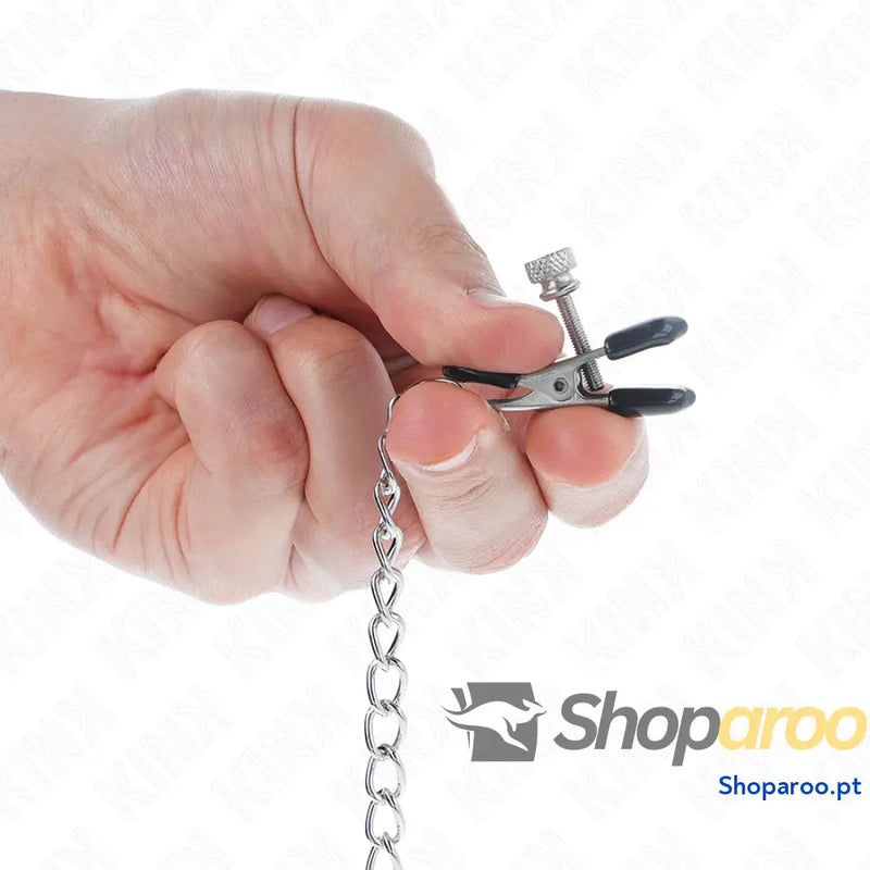 Pinças de Mamilo Corrente Plana Prata 34 cm KINK