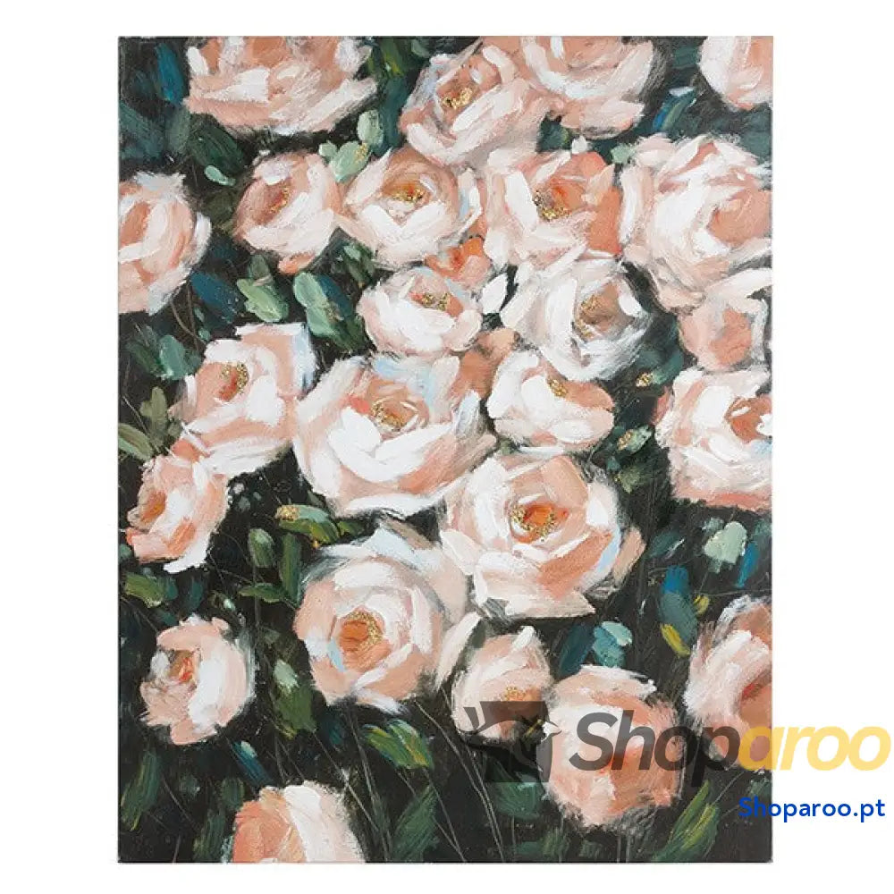Pintura a Óleo Roses Madeira de pinho (80 X 4 x 100 cm)