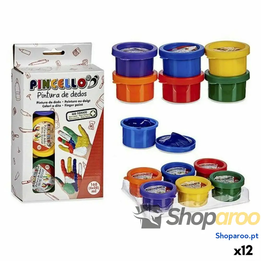 Pintura de Dedos Pincello FP2806 De dedos Amarelo Azul Vermelho Verde Roxo Laranja (12 Unidades)