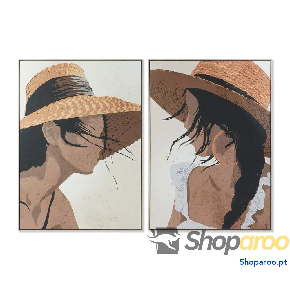 Pintura DKD Home Decor 104 x 4,5 143,5 cm Chapéu Moderno (2 Unidades)