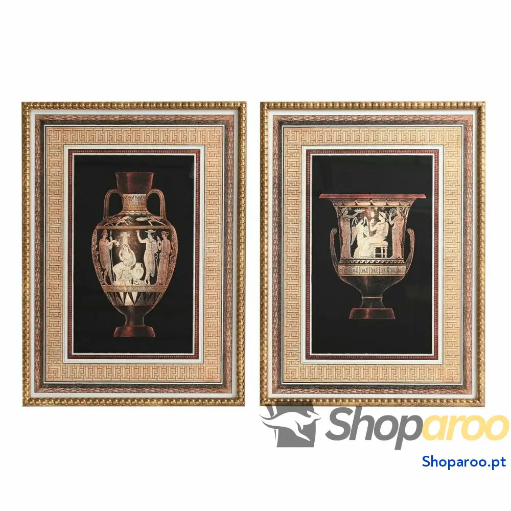 Pintura DKD Home Decor 53 x 3 73 cm Vaso Neoclássico (2 Unidades)