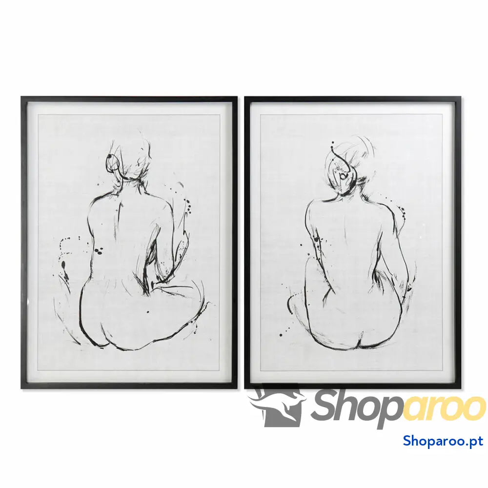 Pintura DKD Home Decor 70 x 2,5 90 cm Mulher Moderno (2 Unidades)