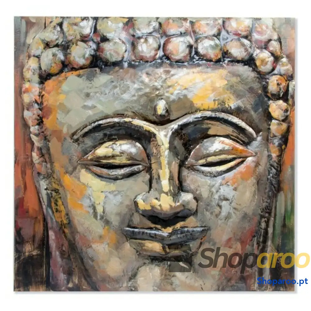 Pintura DKD Home Decor Buda Madeira Metal Oriental (80 x 80 7 cm)