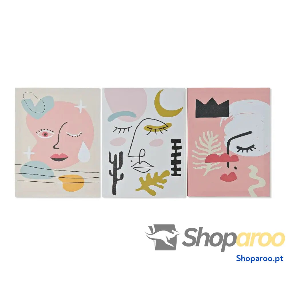 Pintura DKD Home Decor Face Tela Abstrato (30 x 1,8 40 cm)