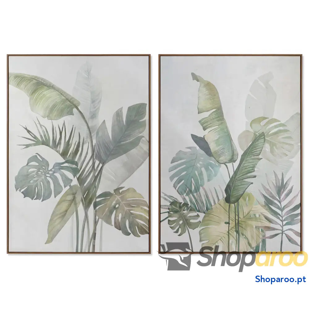 Pintura DKD Home Decor Palmeiras 100 x 4 140 cm Tropical (2 Unidades)
