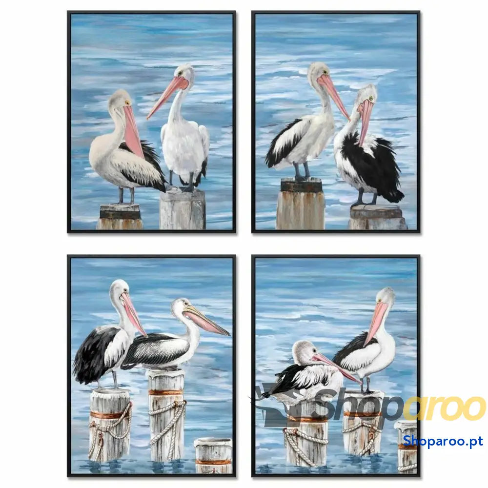 Pintura DKD Home Decor Vogel Mediterrâneo (53 x 3,5 73 cm) (4 Unidades)