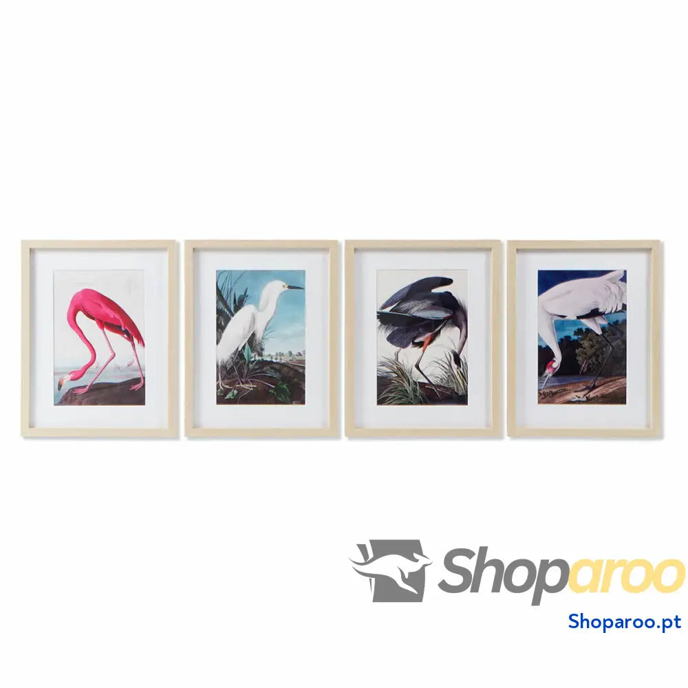 Pintura DKD Home Decor Vogel Oriental (35 x 2 45 cm) (4 Unidades)