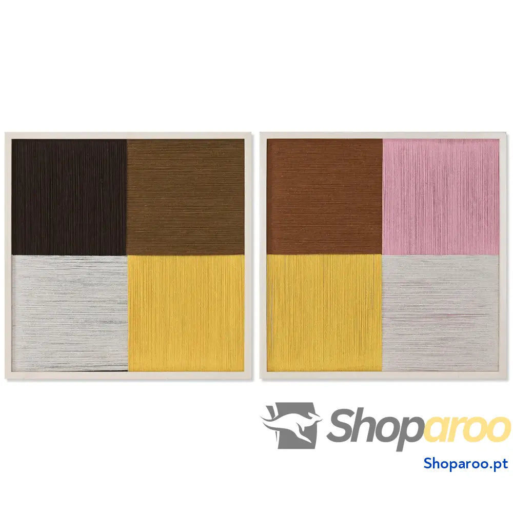 Pintura Home ESPRIT Aos quadrados Urbana 50 x 3 cm (2 Unidades)