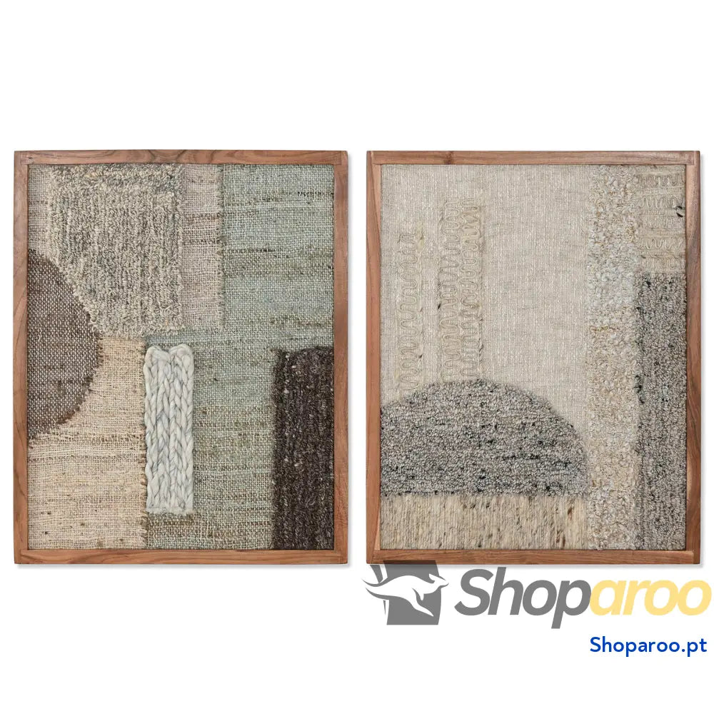 Pintura Home ESPRIT Bege Cinzento Abstrato Urbana 60 x 3 75 cm (2 Unidades)