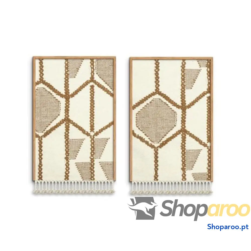 Pintura Home ESPRIT Bege Natural Boho 60 x 3 90 cm (2 Unidades)