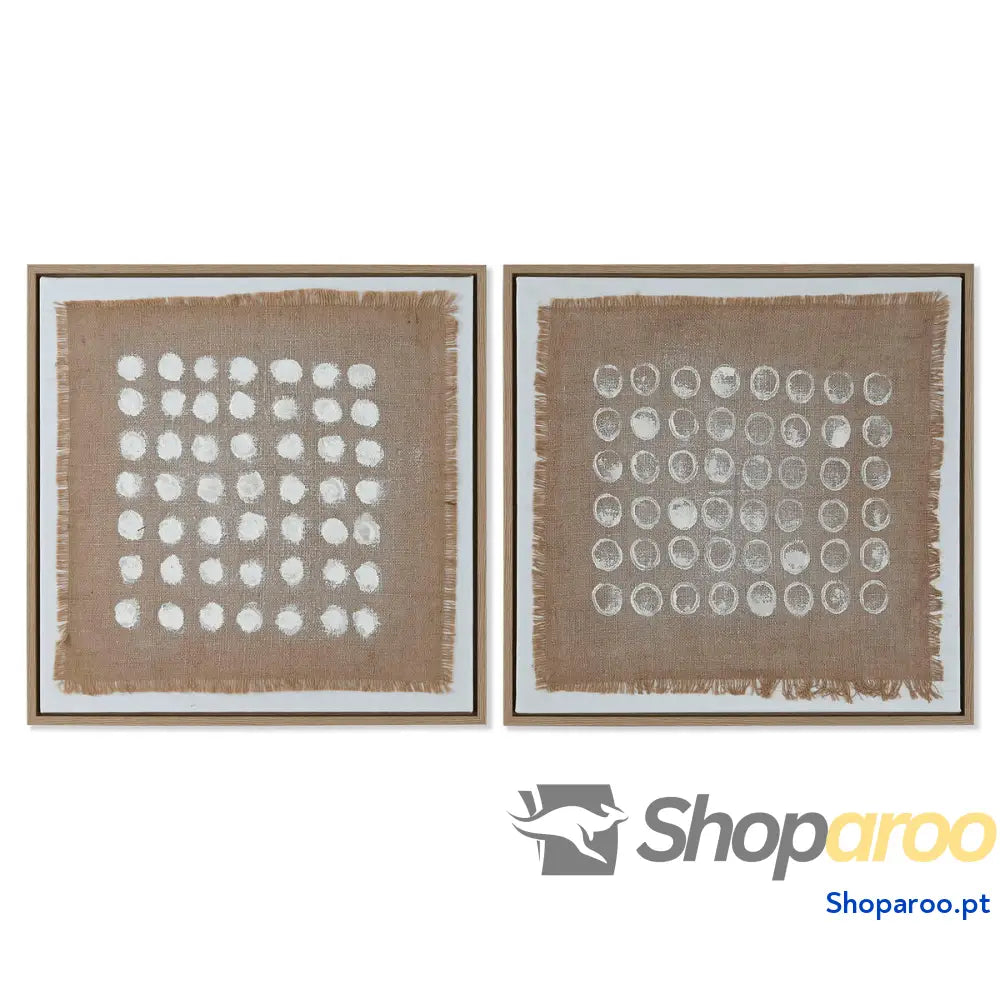 Pintura Home ESPRIT Branco Bege Moderno 60 x 3,8 cm (2 Unidades)