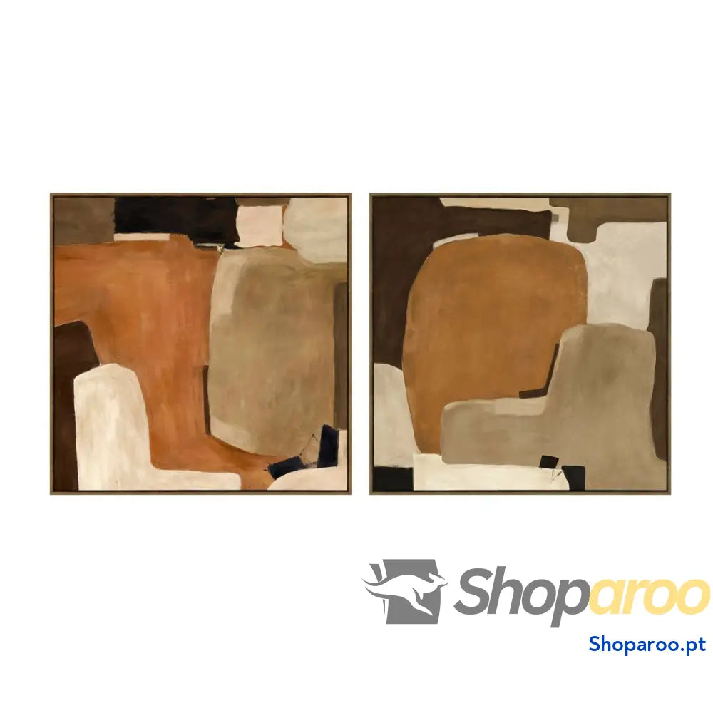 Pintura Home ESPRIT Castanho Bege Abstrato Urbana 100 x 4 cm (2 Unidades)