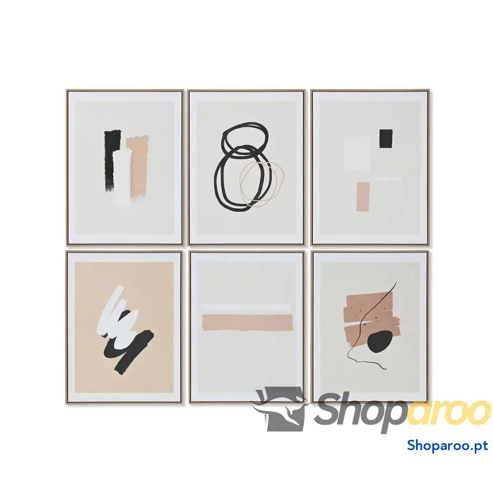 Pintura Home ESPRIT Castanho Bege Moderno Urbana 60 x 4 80 cm (6 Unidades)