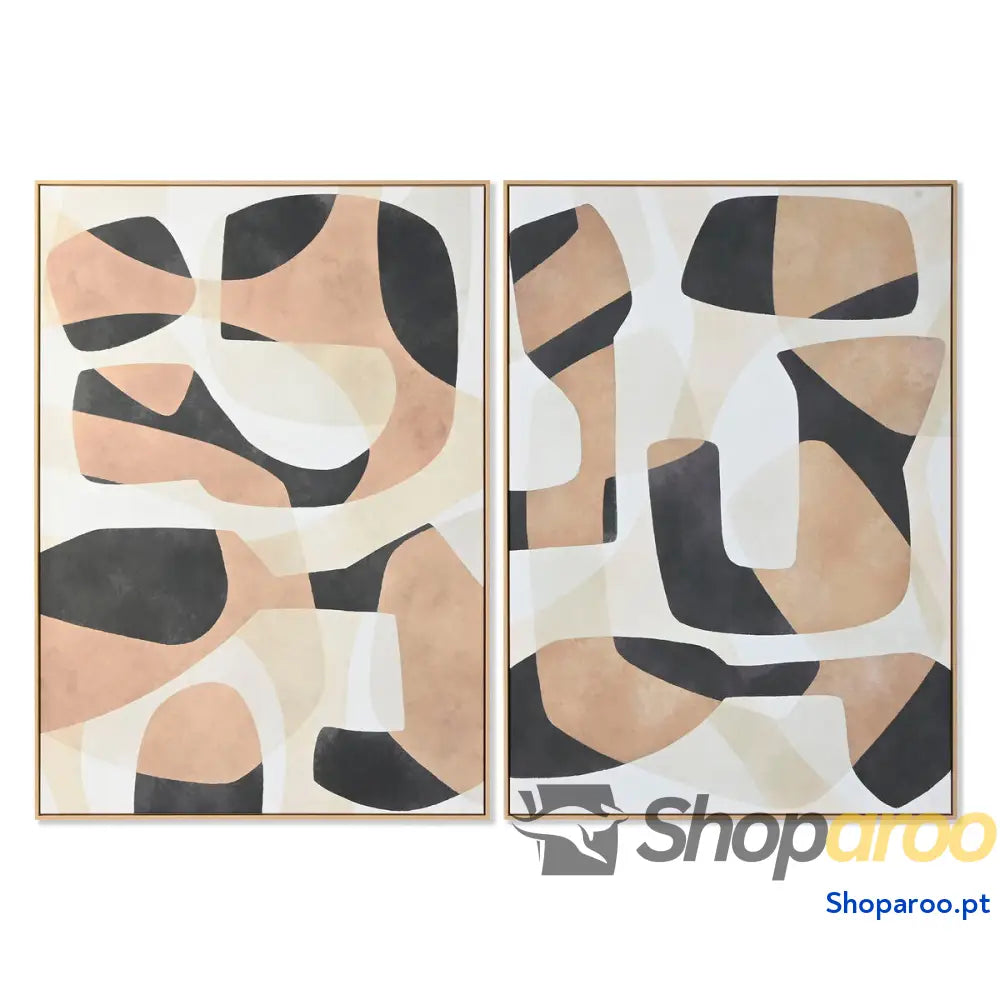 Pintura Home ESPRIT Castanho Preto Abstrato Urbana 100 x 4 140 cm (2 Unidades)