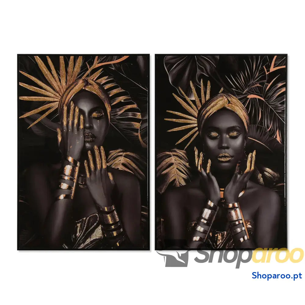 Pintura Home ESPRIT Moderno Africana 80 x 3,5 120 cm (2 Unidades)