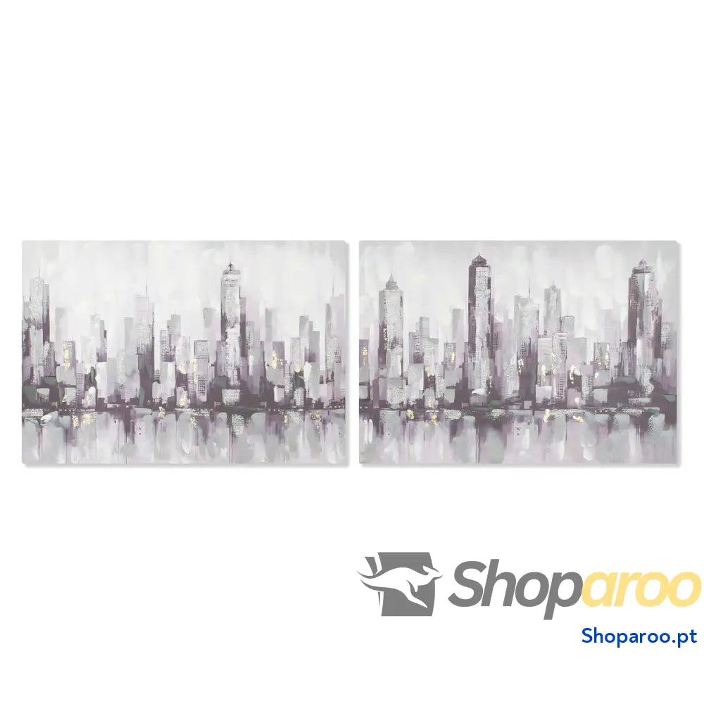 Pintura Home ESPRIT Nova Iorque Loft 100 x 3 70 cm (2 Unidades)